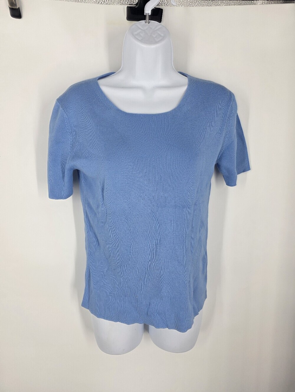 Lord & Taylor Blue Knit Short Sleeve Top Sweater S Cotton Rayon Australia NWT